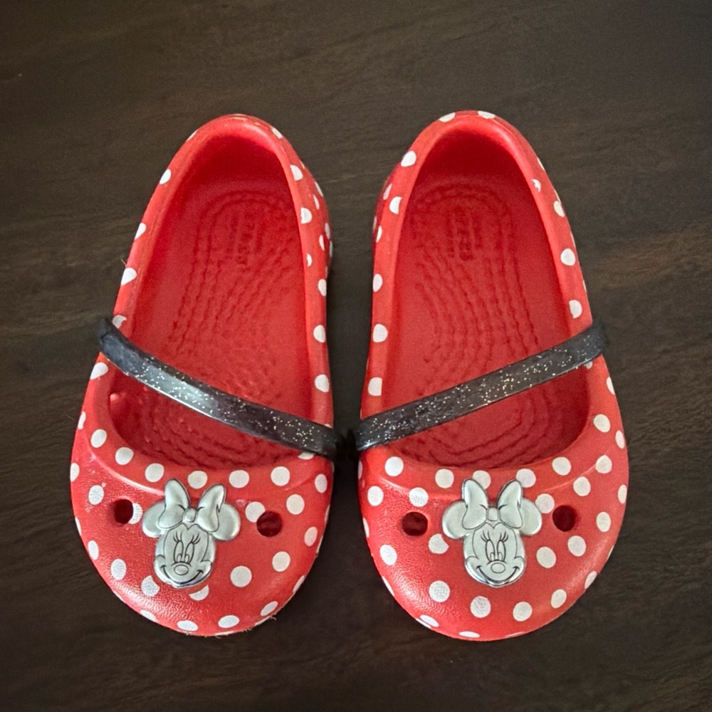 Minnie Mouse Crocs  Slip on Shoes Sandals Sparkle Strap C4 Disney